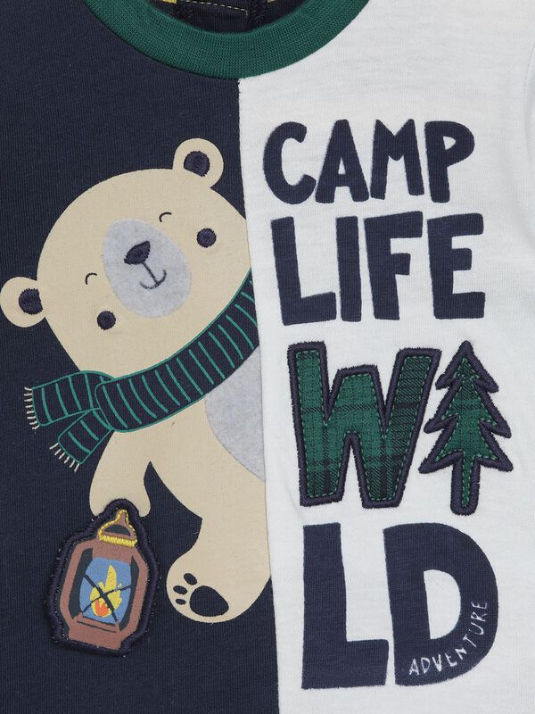 Boys Dark Blue Colorblocked T-shirt image number 2